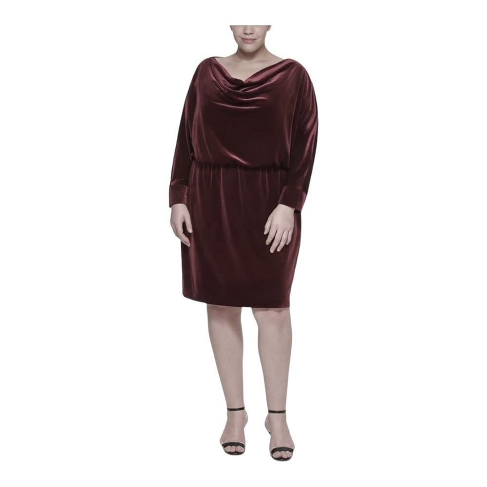 Jessica Howard Velvet Cowl Neck Cocktail and Party Burgundy Dress NWOT
